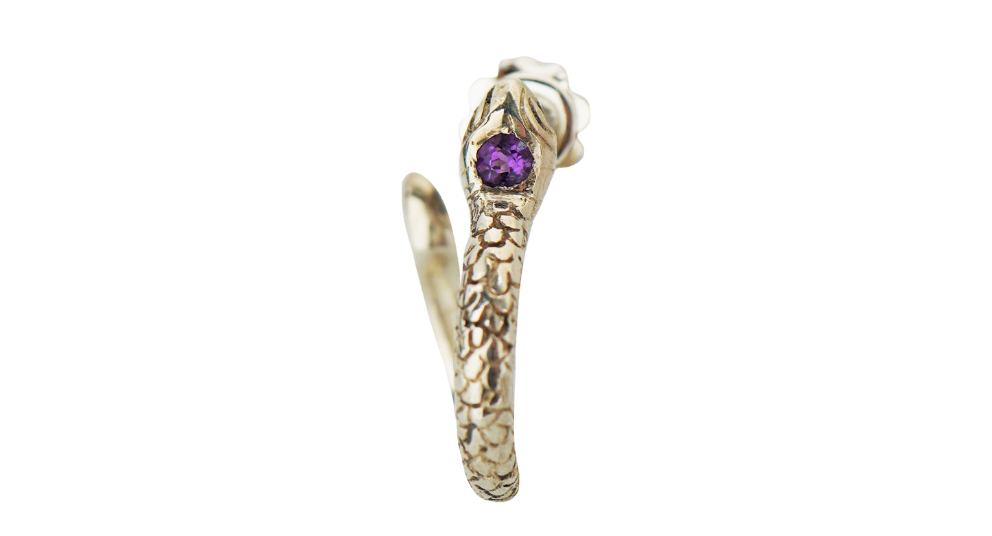 Snake Earring Silver Amethyst
