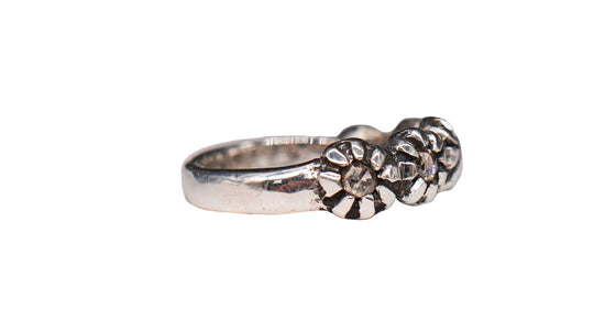 Silver georgian rose ring
